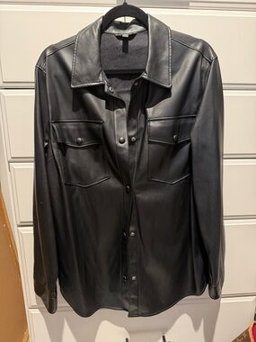 Express Black Faux Leather shacket